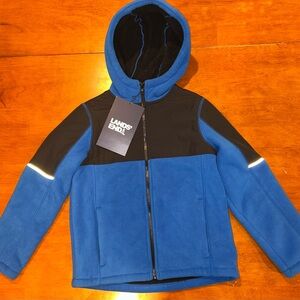 Lands' End Youth Blue and Black Fleece Jacket size S/8